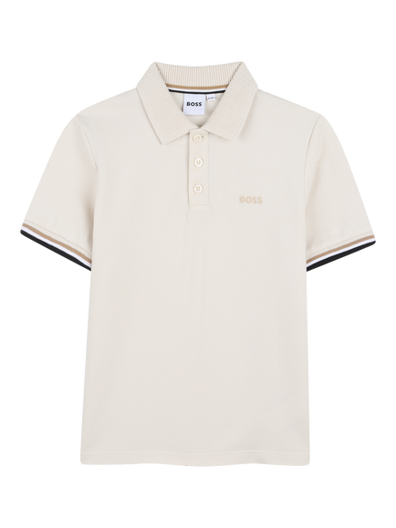 BOSS Kids' Short Sleeve Polo Shirt, Sand, Sand
