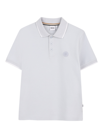 BOSS Kids' Short Sleeve Polo Shirt, Pale Blue, Pale Blue