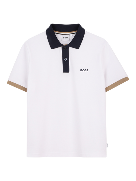 BOSS Kids' Short Sleeve Polo Shirt, White, White