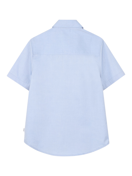 BOSS Kids' Pure Cotton Short Sleeve Shirt, Pale Blue - view 2, Pale Blue