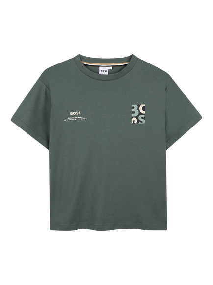 BOSS Kids' Short Sleeve Crew Neck T-Shirt, Stone Pine, Stone Pine