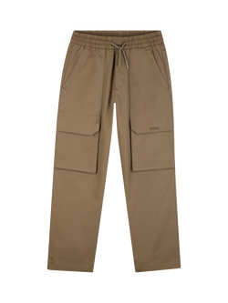 HUGO BOSS Kids' Drawstring Cargo Joggers, Dark Stone, Dark Stone