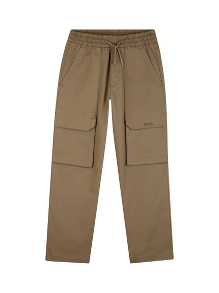 BOSS Kids' Drawstring Cargo Joggers, Dark Stone, Dark Stone