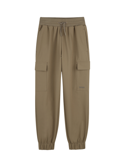 BOSS Kids' French Terry Drawstring Trousers, Dark Stone, Dark Stone