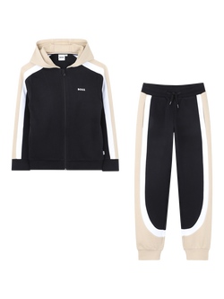 BOSS Kids' Colour Block Stripe Tracksuit, Black