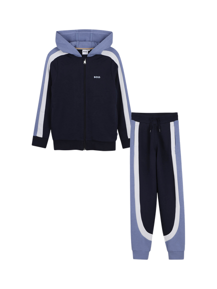 BOSS Kids' Colour Block Stripe Tracksuit, Navy