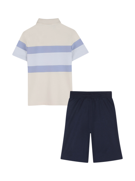 BOSS Kids' Classic Polo Shirt and Bermuda Shorts Set, Sand/Multi - view 2, Sand/Multi