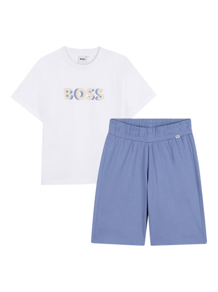 BOSS Kids' T-Shirt and Shorts Set, White, White