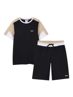 BOSS Kids' T-Shirt and Bermuda Shorts Set, Black, Black