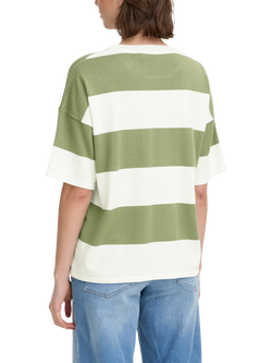 ICHI Luls Stripe Short Sleeve Jumper - view 2, Green/White