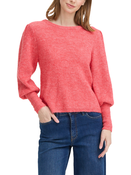 ICHI Ardens Balloon Sleeve Jumper, Teaberry Melange, Teaberry Melange