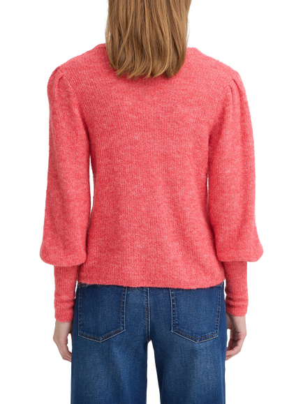 ICHI Ardens Balloon Sleeve Jumper, Teaberry Melange - view 2, Teaberry Melange