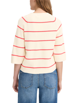 ICHI Boston Stripe 3/4 Sleeve Jumper - view 2, Birch/Teaberry