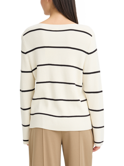 ICHI Boston Stripe Relaxed Fit Jumper, Birch White/Black - view 2, Birch White/Black