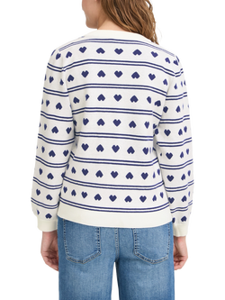 ICHI Brille Jacquard Hearts Jumper, Birch/Blue - view 2, Birch/Blue