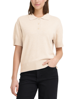 ICHI Luls Short Sleeve Polo Shirt, Oatmeal Melange, Oatmeal Melange