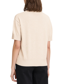 ICHI Luls Short Sleeve Polo Shirt, Oatmeal Melange - view 2, Oatmeal Melange