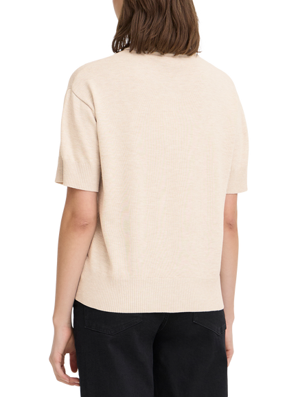 ICHI Luls Short Sleeve Polo Shirt, Oatmeal Melange - view 2, Oatmeal Melange