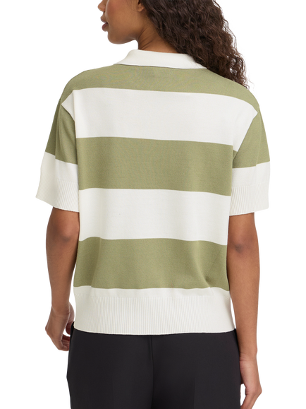 ICHI Luls Stripe Polo Shirt, Iguana/White - view 2, Iguana/White