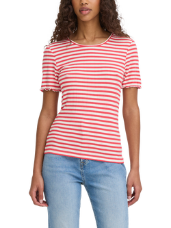 ICHI Cella Stripe T-Shirt, Teaberry/Cloud, Teaberry/Cloud