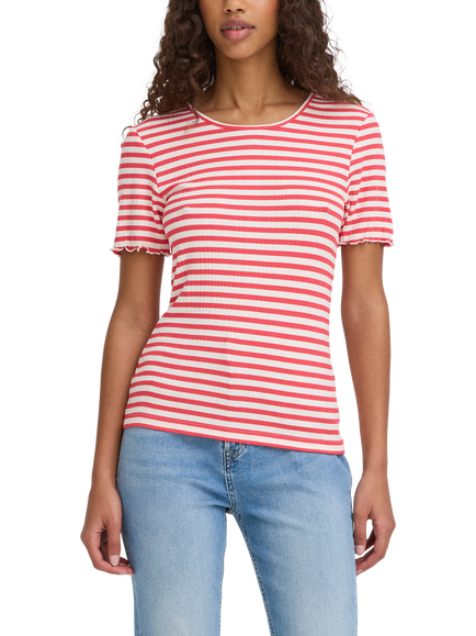 ICHI Cella Stripe T-Shirt, Teaberry/Cloud, Teaberry/Cloud
