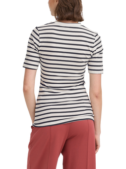 ICHI Mira Crew Neck Stripe T-Shirt, Total Eclipse/Cloud - view 2, Total Eclipse/Cloud