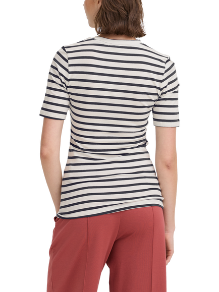 ICHI Mira Crew Neck Stripe T-Shirt, Total Eclipse/Cloud - view 2, Total Eclipse/Cloud