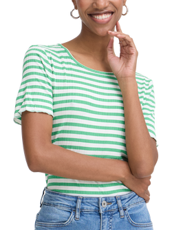 ICHI Cella Stripe T-Shirt, Kelly Green/Cloud, Kelly Green/Cloud