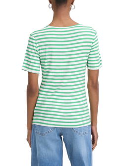 ICHI Cella Stripe T-Shirt, Kelly Green/Cloud - view 2, Kelly Green/Cloud