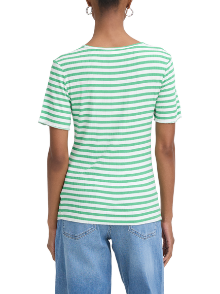 ICHI Cella Stripe T-Shirt, Kelly Green/Cloud - view 2, Kelly Green/Cloud