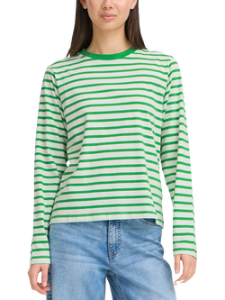 ICHI Mira Stripe Loose Fit Top, Kelly Green/Cloud Da, Kelly Green/Cloud Da