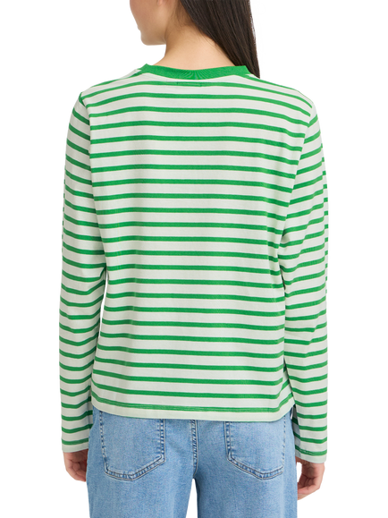 ICHI Mira Stripe Loose Fit Top, Kelly Green/Cloud Da - view 2, Kelly Green/Cloud Da