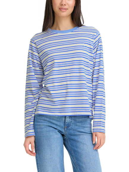 ICHI Mira Stripe Loose Fit Top, Blue/Multi, Blue/Multi