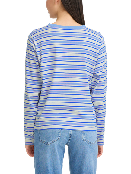 ICHI Mira Stripe Loose Fit Top, Blue/Multi - view 2, Blue/Multi