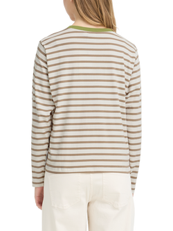 ICHI Mira Stripe Loose Fit Top - view 2, Sepia Tint/Cloud