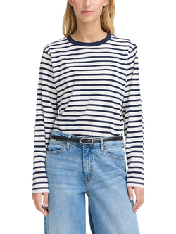 ICHI Mira Stripe Loose Fit Top, Total Eclipse/Cloud