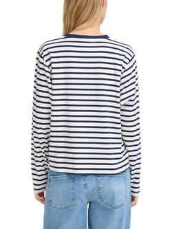 ICHI Mira Stripe Loose Fit Top - view 2, Total Eclipse/Cloud
