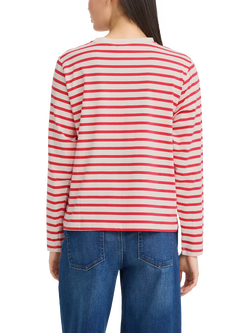 ICHI Mira Stripe Loose Fit Top - view 2, Teaberry/Cloud