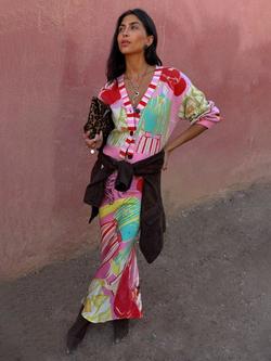 Never Fully Dressed Dallas Stripe Neck Cardigan, Multi, Multi