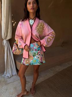 Never Fully Dressed Mystical V-Neck Cardigan, Pink, Pink