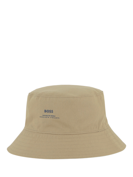BOSS Kids' Reversible Bucket Hat, Stone, Stone