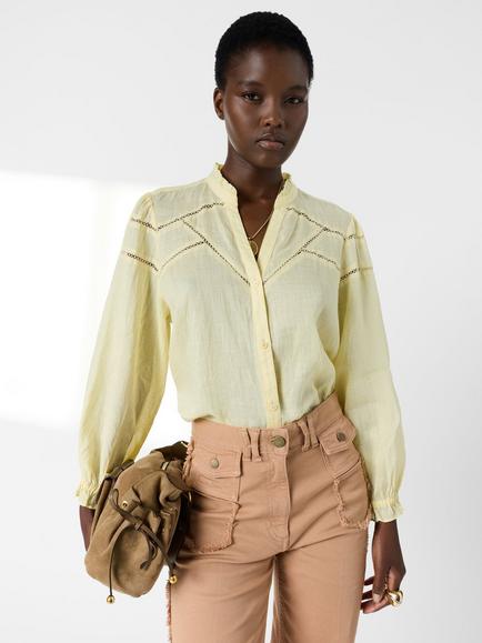 Gerard Darel Cristel Cutwork Shirt, Yellow