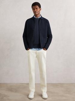 Reiss Fitzgerald Button Through Cardigan with Pockets, Navy - view 2, Navy