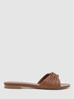 Reiss Alana Leather Strappy Sandals, Brown, Brown
