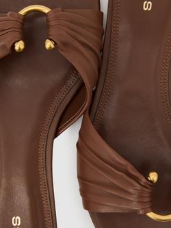 Reiss Alana Leather Strappy Sandals, Brown - view 2, Brown