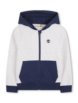 Timberland Kids' Colourblock Zipped Hoodie, Beige Marl, Beige Marl