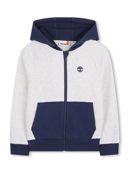Timberland Kids' Colourblock Zipped Hoodie, Beige Marl, Beige Marl