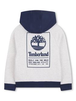 Timberland Kids' Colourblock Zipped Hoodie, Beige Marl - view 2, Beige Marl