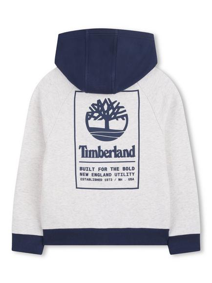 Timberland Kids' Colourblock Zipped Hoodie, Beige Marl - view 2, Beige Marl