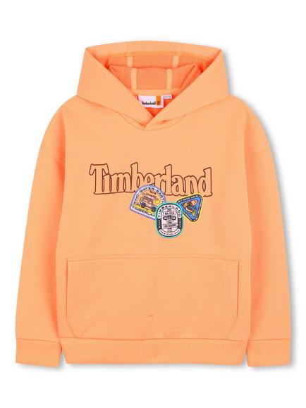 Timberland Kids' Badges Hooded Jumper, Bright Melon, Bright Melon